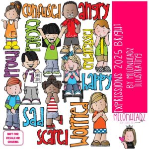 Expressions clip art 2025 Emotions clip art Feelings clip art COLORED Version