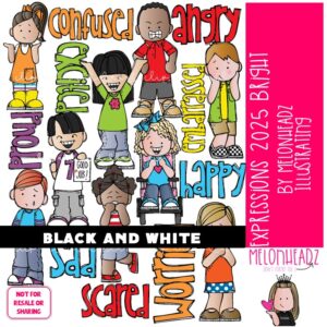 Expressions clip art 2025 Emotions clip art Feelings clip art BLACK AND WHITE