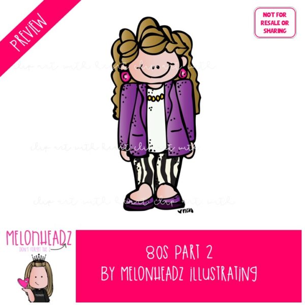 80s clip art 2, 1980 fashion COLORED Version - Melonheadz