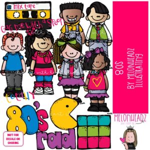 80s clip art, 1980 clip art COLORED VERSION