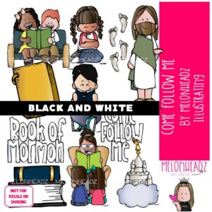 Come follow Me clip art LDS clip art Jesus clip art BLACK AND WHITE