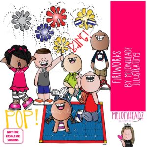 Fireworks clip art July 4th clip art Independence Day clip art COLORED Version