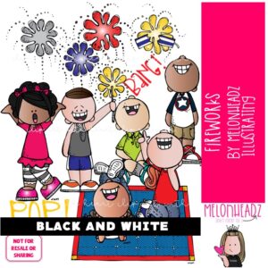 Fireworks clip art July 4th clip art Independence Day clip art BLACK AND WHITE