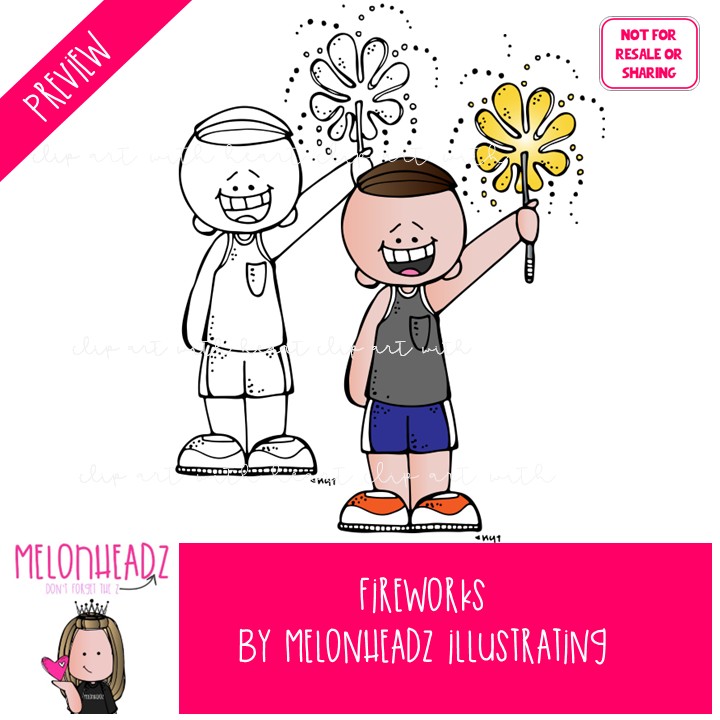 Fireworks clip art July 4th clip art Independence Day clip art COMBO PACK - Image 2