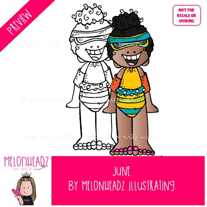 June clip art, Summer Beach clip art Mini - Image 2