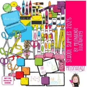 School Supplies clip art, Office Supply clip art COLORED Version