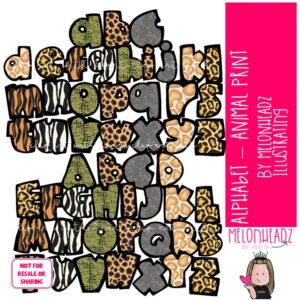 Animal Print Alphabet clip art, ABCs clip art, Letters clip art COLORED Version