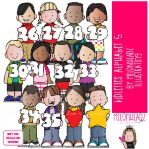 Kidlettes Alphabet 5 clip art, Number clip art COLORED Version