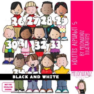 Kidlettes Alphabet 5 clip art, Number clip art BLACK AND WHITE