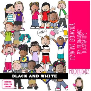 Negative Behavior clip art, Misbehaving clip art, Rude clip art BLACK AND WHITE