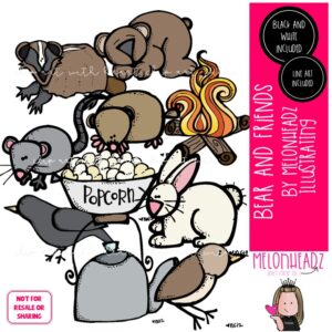 Bear and friends clip art, literature, book companion COMBO PACK