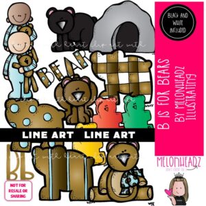 B is for Bears clip art, Alphabet clip art, Gummy Bear clip art LINE ART and BLACK AND WHITE