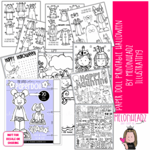 Paper Doll Printable and Activity book Halloween (Blue Version)