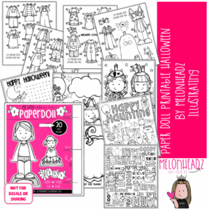 Paper Doll Printable and Activity book Halloween (Pink Version)