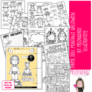 Paper Doll Printable and Activity book Halloween (Yellow Version)