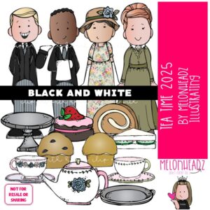 Tea Time clip art, Butler clip art, High Tea clip art, Ernest BLACK AND WHITE