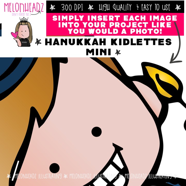 Hanukkah Kidlettes clip art, Jewish clip art Mini - Image 3