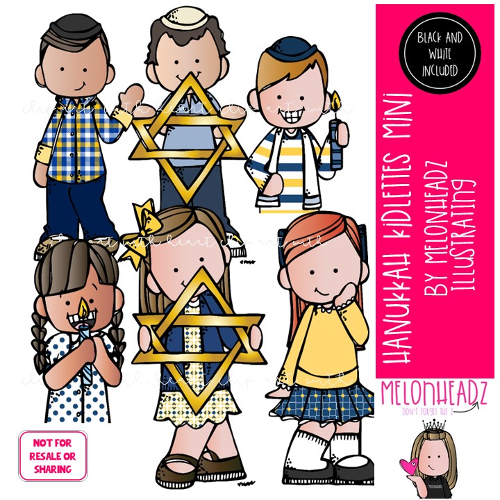Hanukkah Kidlettes clip art, Jewish clip art Mini