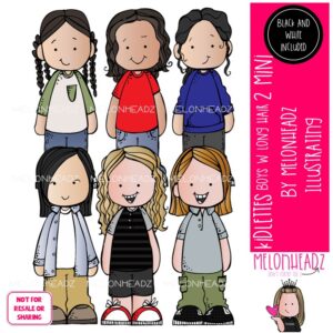 Kidlettes clip art, Boys with long hair clip art Set 2 Mini