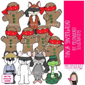 Ninja Gingerbread clip art, Book Companion clip art, Literature COLORED Version