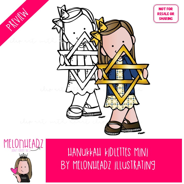 Hanukkah Kidlettes clip art, Jewish clip art Mini - Image 2