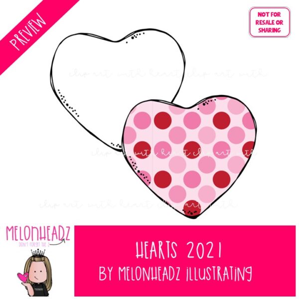 Hearts clip art 2021, Valentine’s Day clip art SINGLE IMAGE - Melonheadz