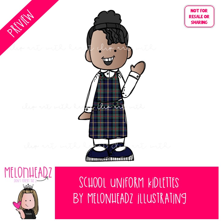 Kidlettes School Uniforms clip art 2025 COLORED Version - Image 2