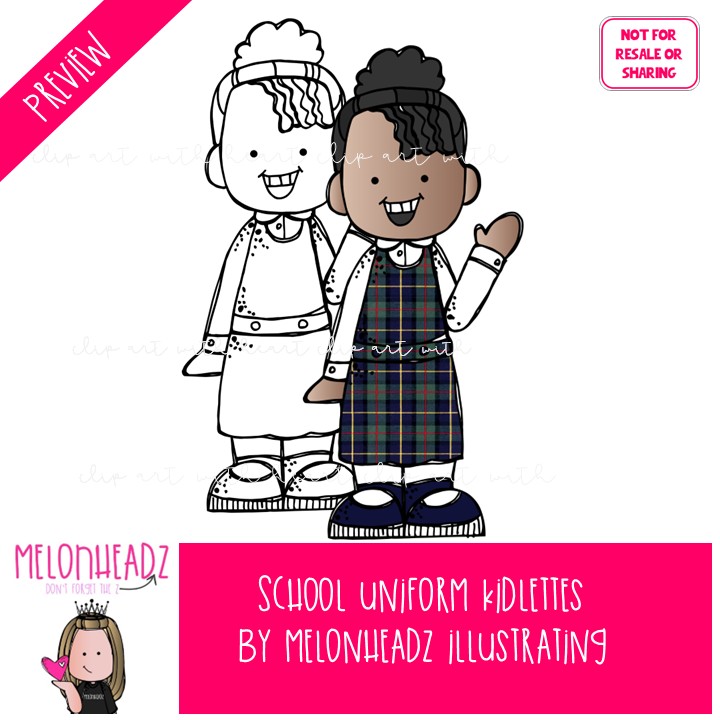 Kidlettes School Uniforms clip art 2025 COMBO PACK - Image 2