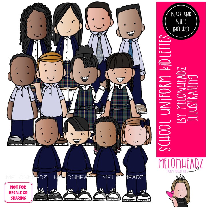 Kidlettes School Uniforms clip art 2025 COMBO PACK