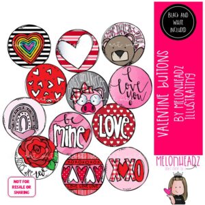 Valentine Button clip art, Badge clip art COMBO PACK