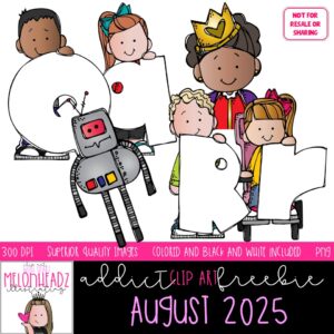 Melonheadz Addicts August 2025 clip art, Alphabet Mini