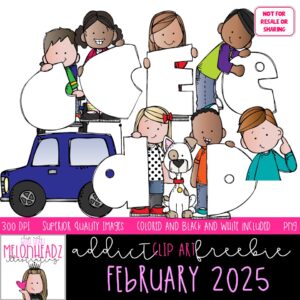 Melonheadz Addicts February 2025 clip art, Alphabet Mini