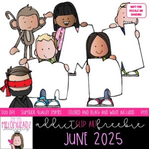 Melonheadz Addicts June 2025 clip art, Alphabet Mini