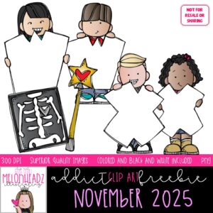 Melonheadz Addicts November 2025 clip art, Alphabet Mini