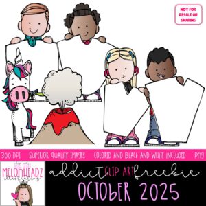 Melonheadz Addicts October 2025 clip art, Alphabet Mini