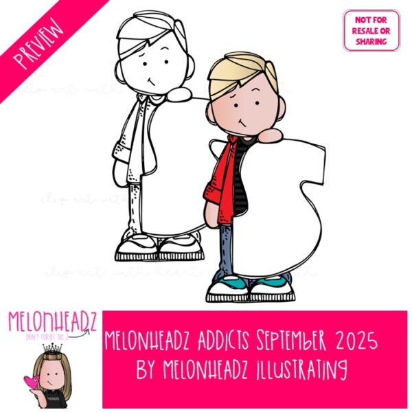 Melonheadz Addicts September 2025 clip art, Alphabet Mini - Melonheadz