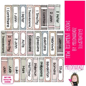 New Testament Books clip art, Bible, Printable PDF COLORED Version