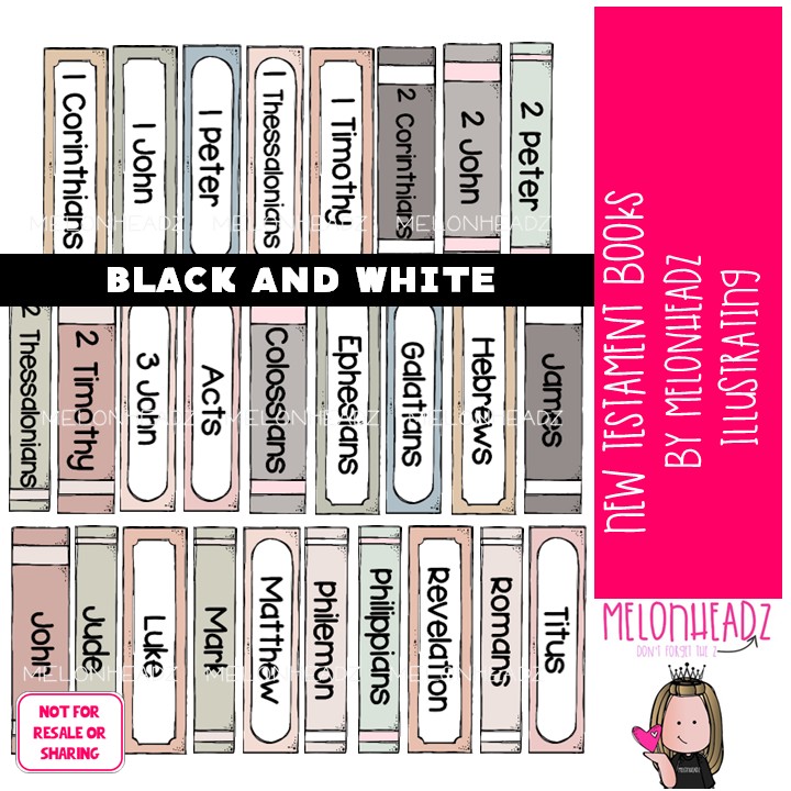 New Testament Books clip art, Bible, Printable PDF BLACK AND WHITE