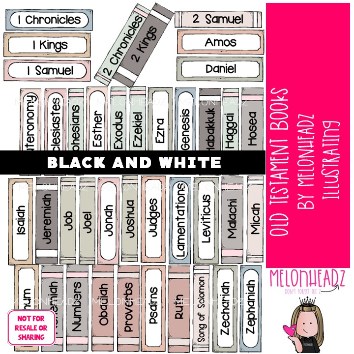 Old Testament Books clip art, Bible, Printable PDF BLACK AND WHITE