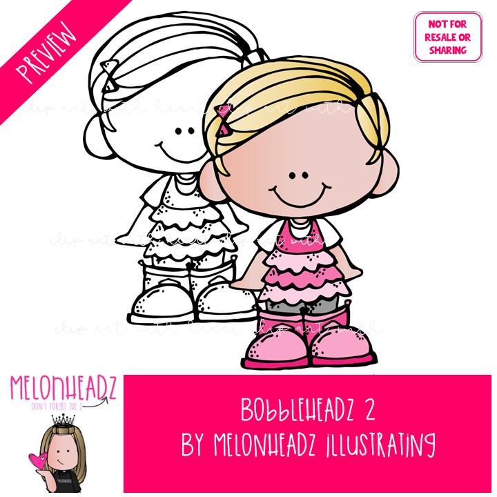 Bobbleheadz 2 clip art, kid COMBO PACK - Image 2