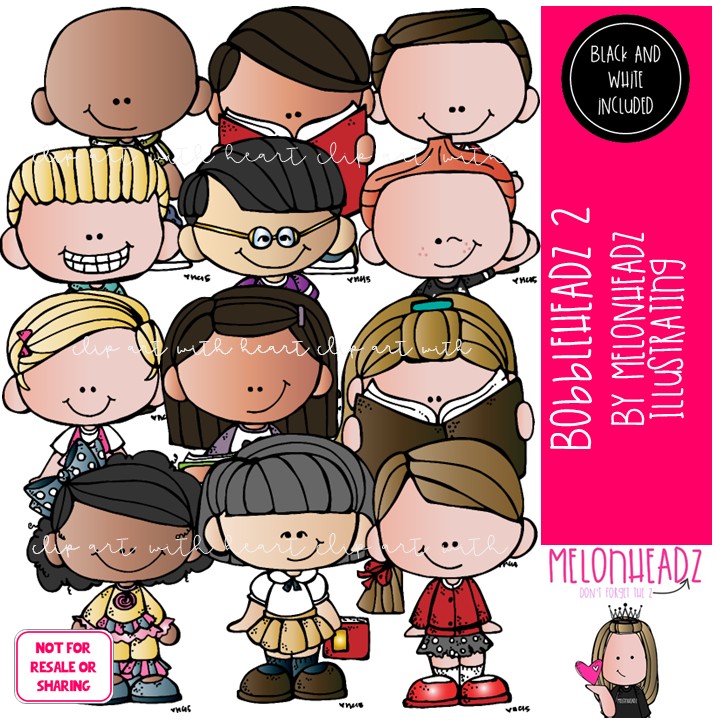 Bobbleheadz 2 clip art, kid COMBO PACK