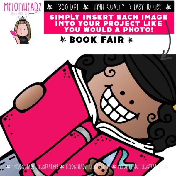 Book Fair clip art, Library, Fund Raiser COMBO PACK - Melonheadz