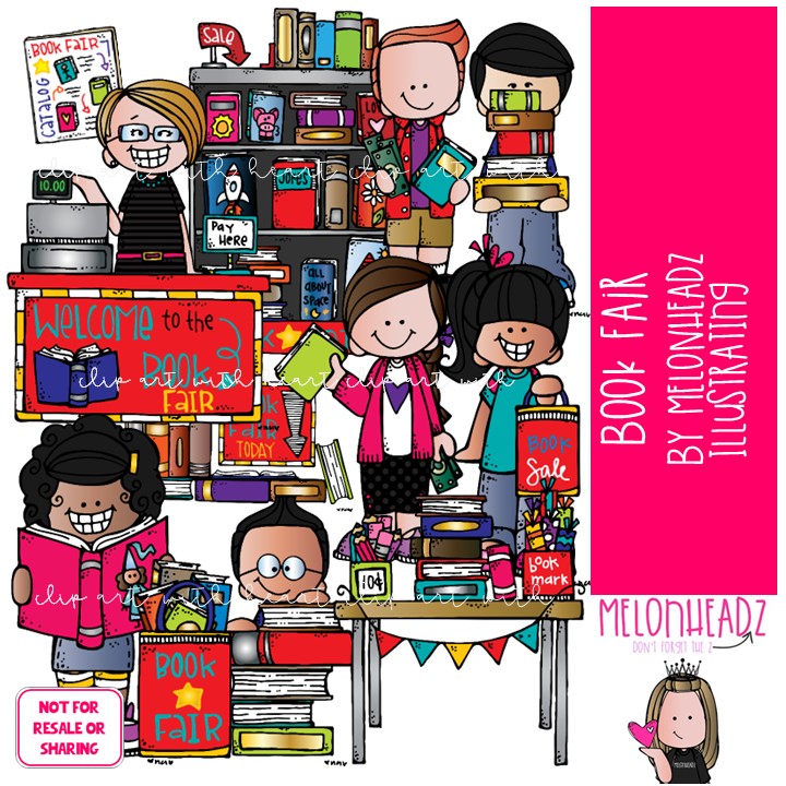 Book Fair clip art, Library, Fund Raiser COLORED Version