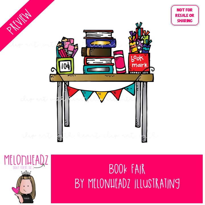 Book Fair clip art, Library, Fund Raiser COLORED Version - Image 2