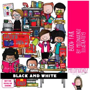 Book Fair clip art, Library, Fund Raiser BLACK AND WHITE