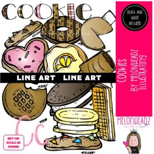 Cookie clip art, alphabet, food LINE ART and BLACK AND WHITE