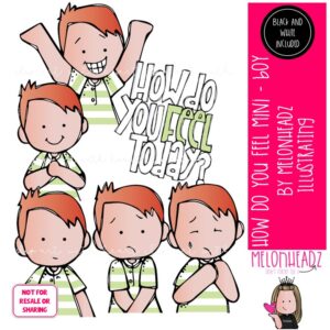 How do you feel today BOY clip art, emotion, expression MINI