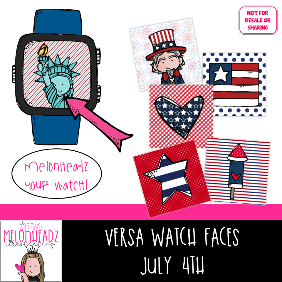 Versa watch faces July 4th (c) Melonheadz Illustrating LLC 2022