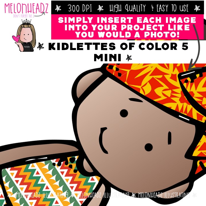 Kidlettes of color 5 clip art, African American Mini - Image 3