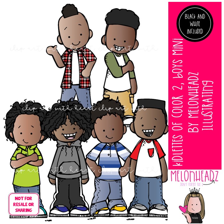Kidlettes of color 2 clip art, boys, African American Mini